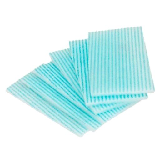 KIT HIGIENE DESECHABLE compuesto por 480 esponjas jabonosas de fibra. 100  gr. 12×20 cm + 60 empapadores protector de cama desechable color azul