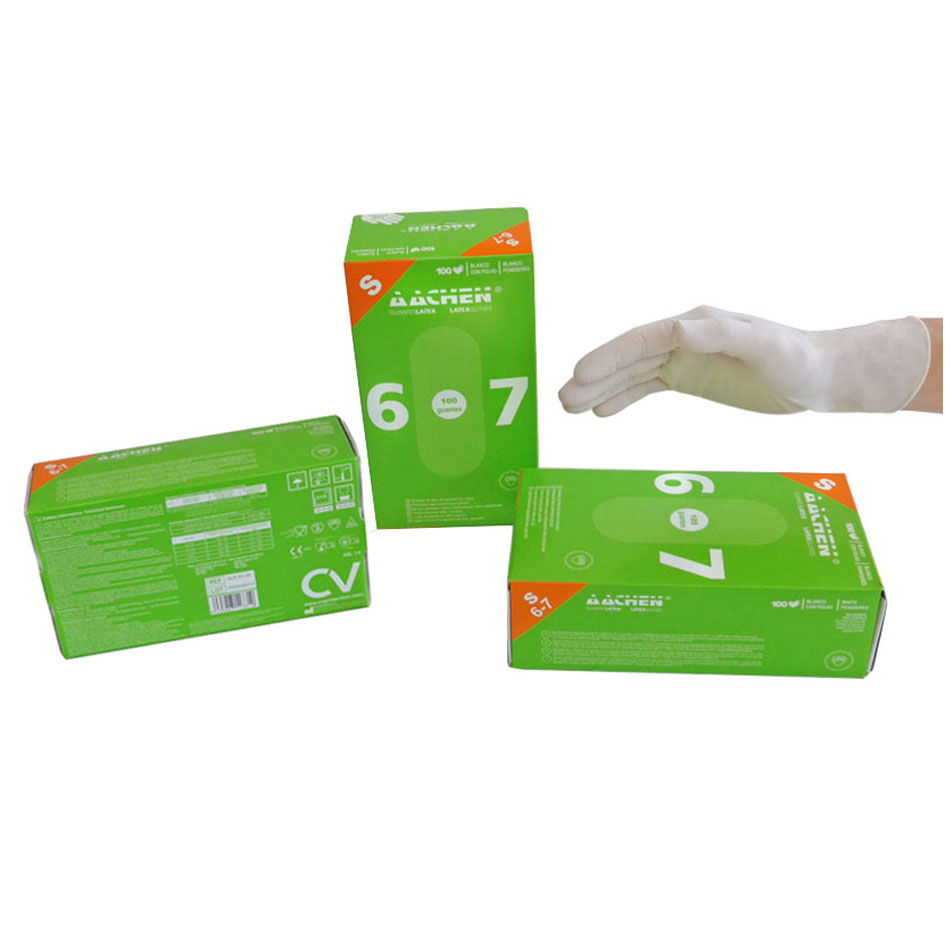 GUANTE LATEX ROMED C/POLVO NO ESTERIL 100u